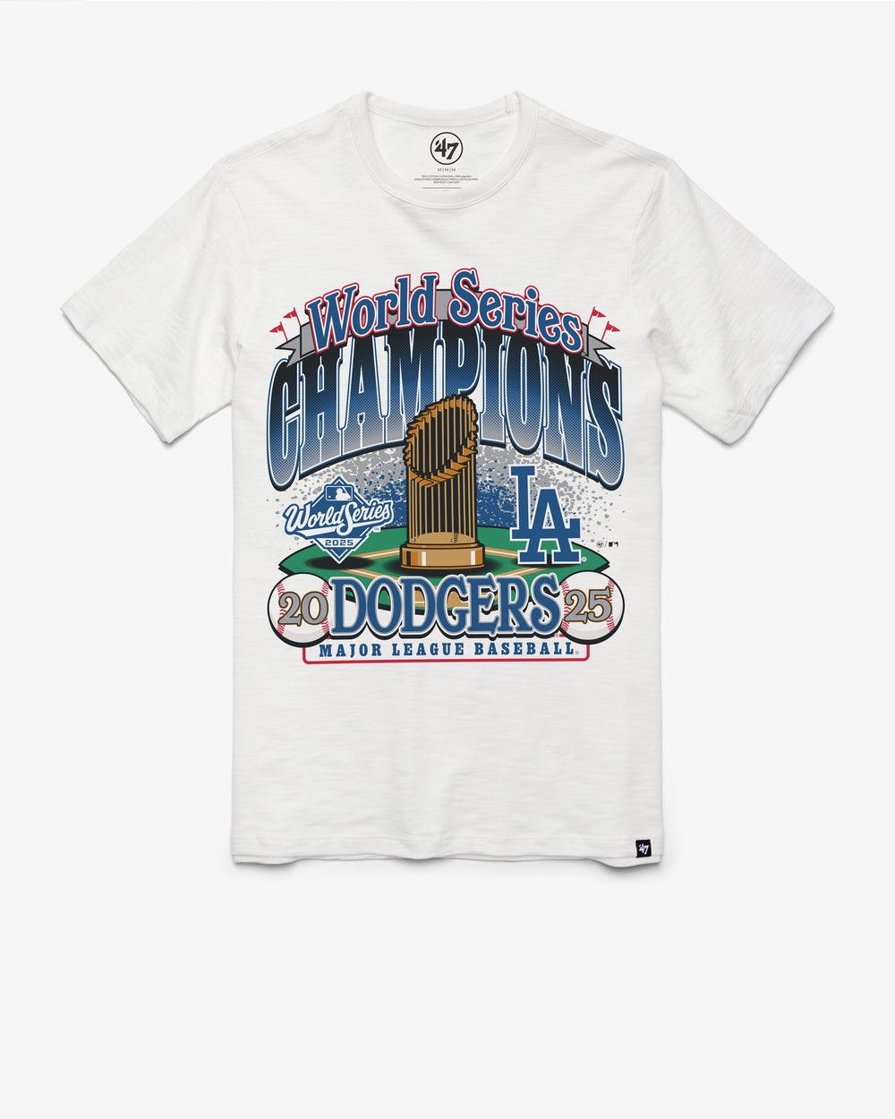 LOS ANGELES DODGERS 2025 WORLD SERIES CHAMPIONS '47 SCRUM TEE WHITE WASH