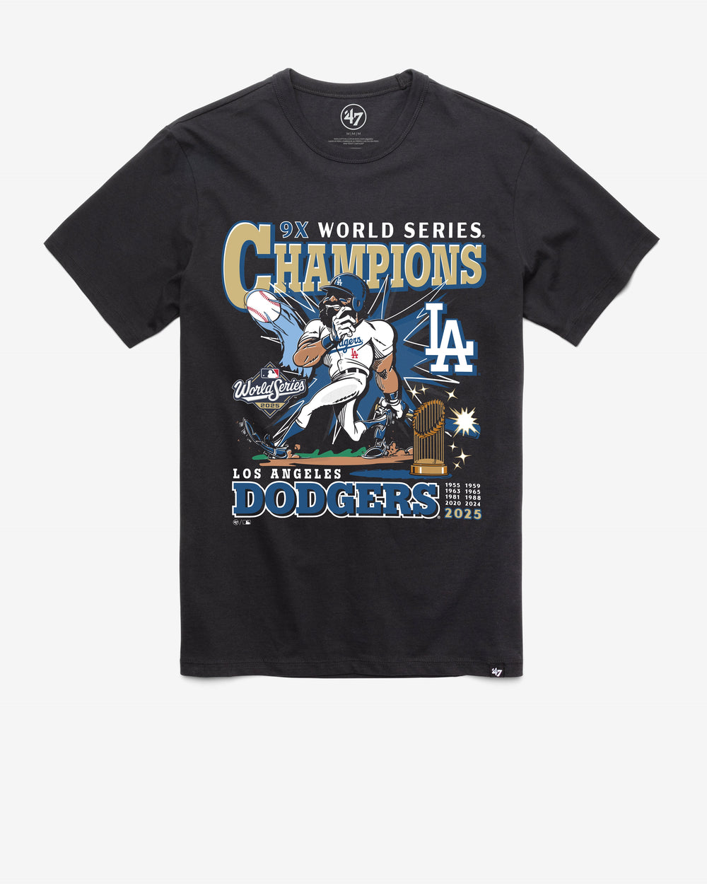 LOS ANGELES DODGERS 2025 WORLD SERIES CHAMPIONS '47 FRANKLIN TEE FLINT BLACK