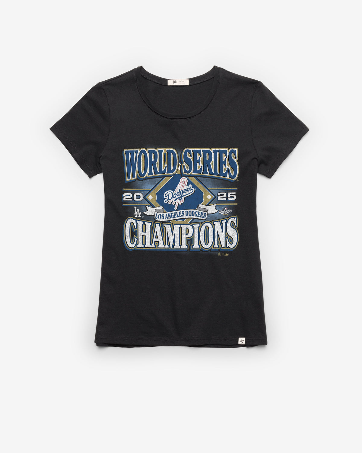 LOS ANGELES DODGERS 2025 WORLD SERIES CHAMPIONS '47 FRANKIE TEE WOMENS FLINT BLACK