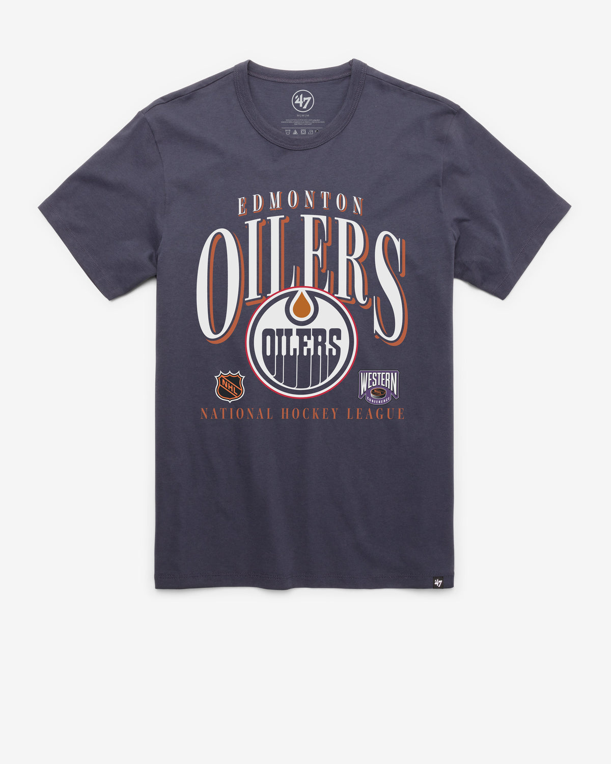 EDMONTON OILERS VINTAGE CREASE '47 FRANKLIN TEE ATLAS BLUE