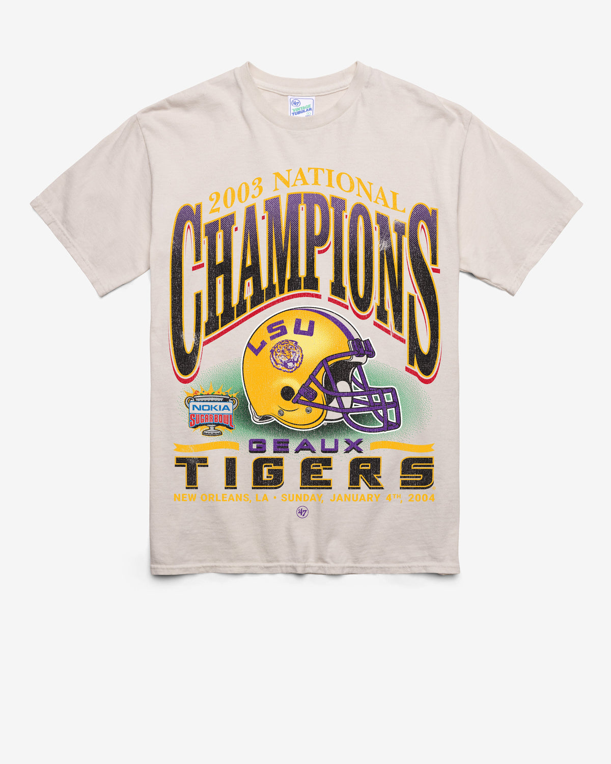 LOUISIANA STATE TIGERS LSU H-B LOCKER VINTAGE '47 TUBULAR TEE DUNE