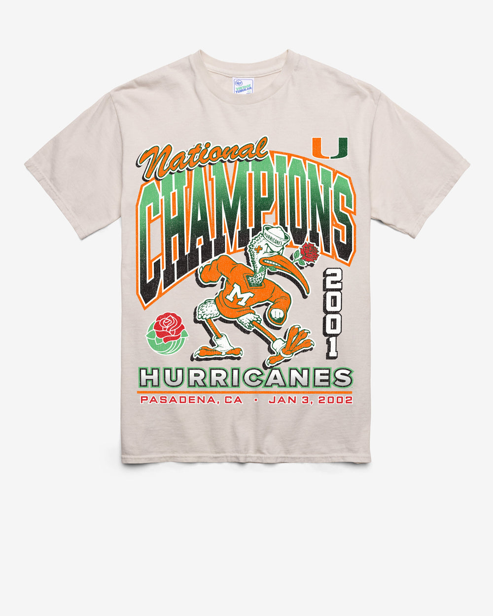 MIAMI HURRICANES H-BOWLS LOCKER VINTAGE '47 TUBULAR TEE DUNE