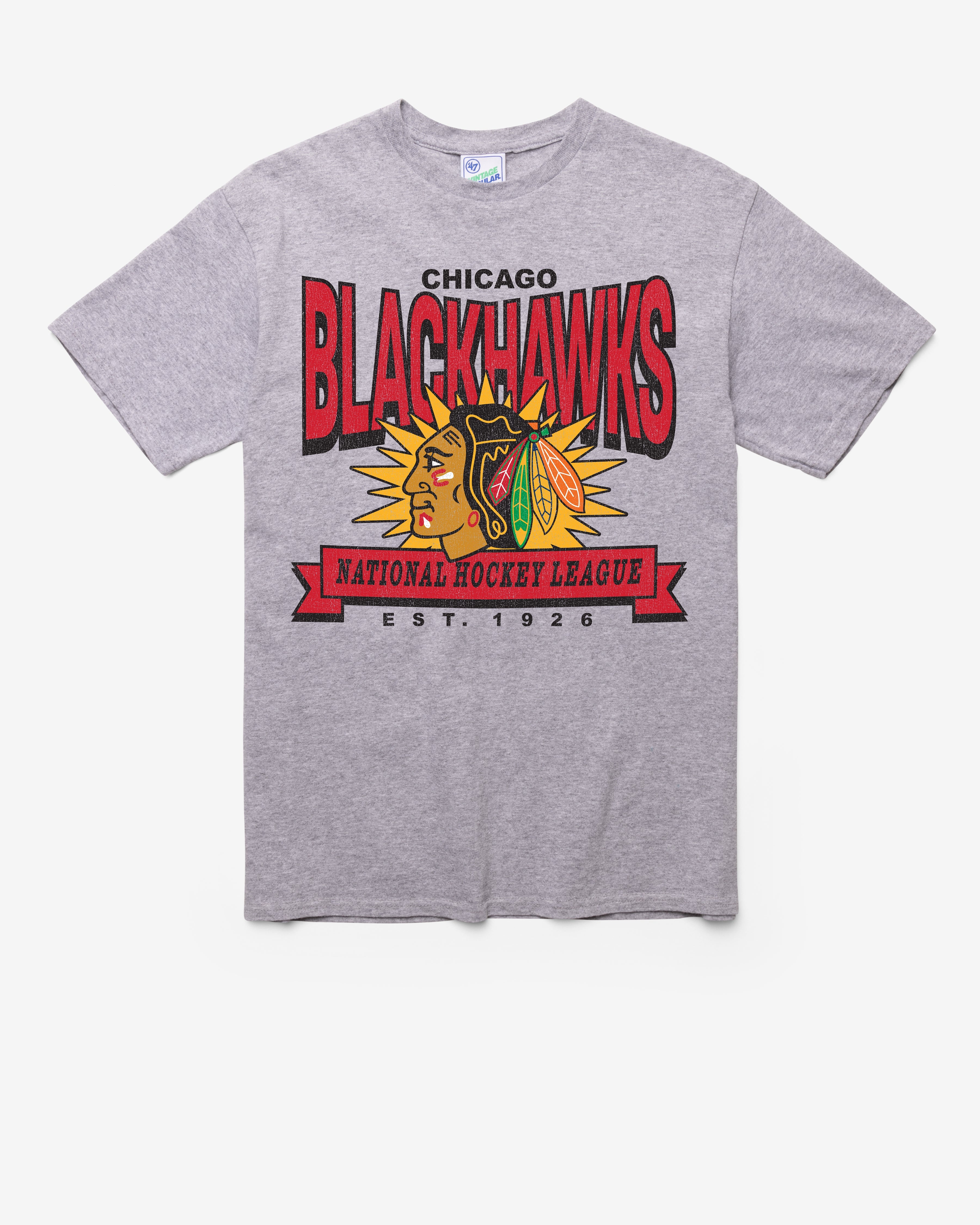 CHICAGO BLACKHAWKS TWELVE SIX VINTAGE '47 TUBULAR TEE DT ATHLETIC HEATHER