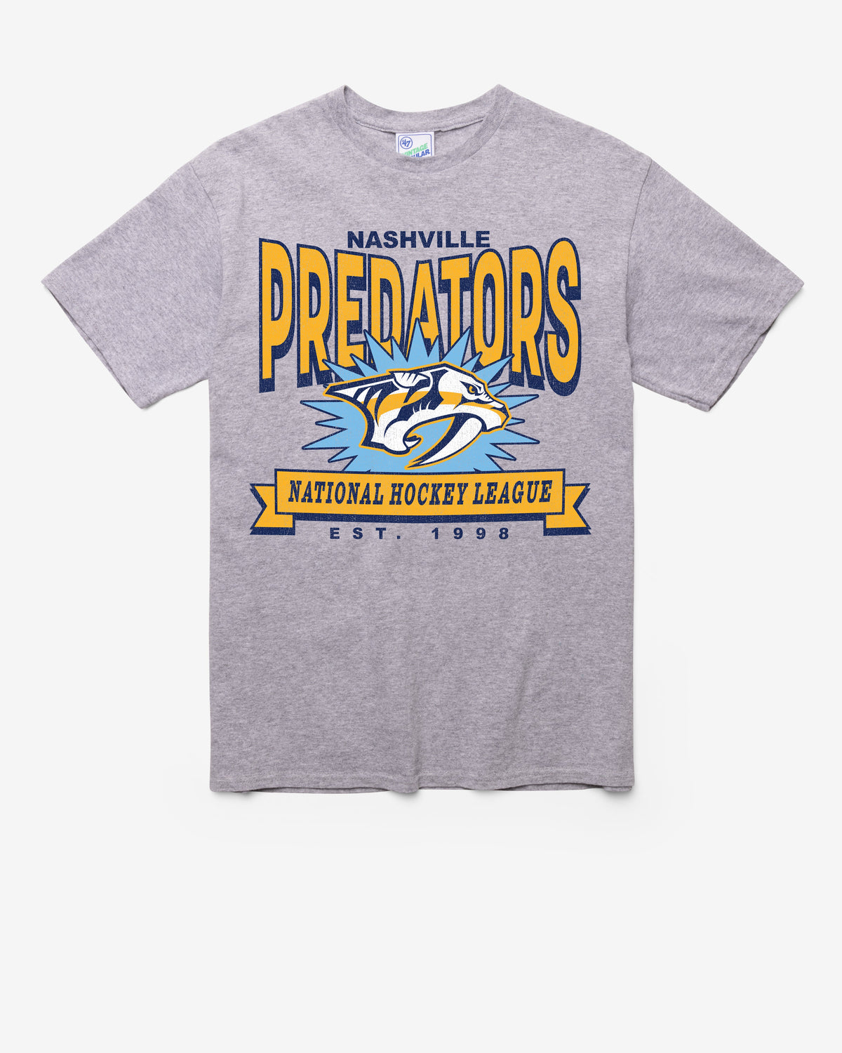 NASHVILLE PREDATORS TWELVE SIX VINTAGE '47 TUBULAR TEE DT ATHLETIC HEATHER