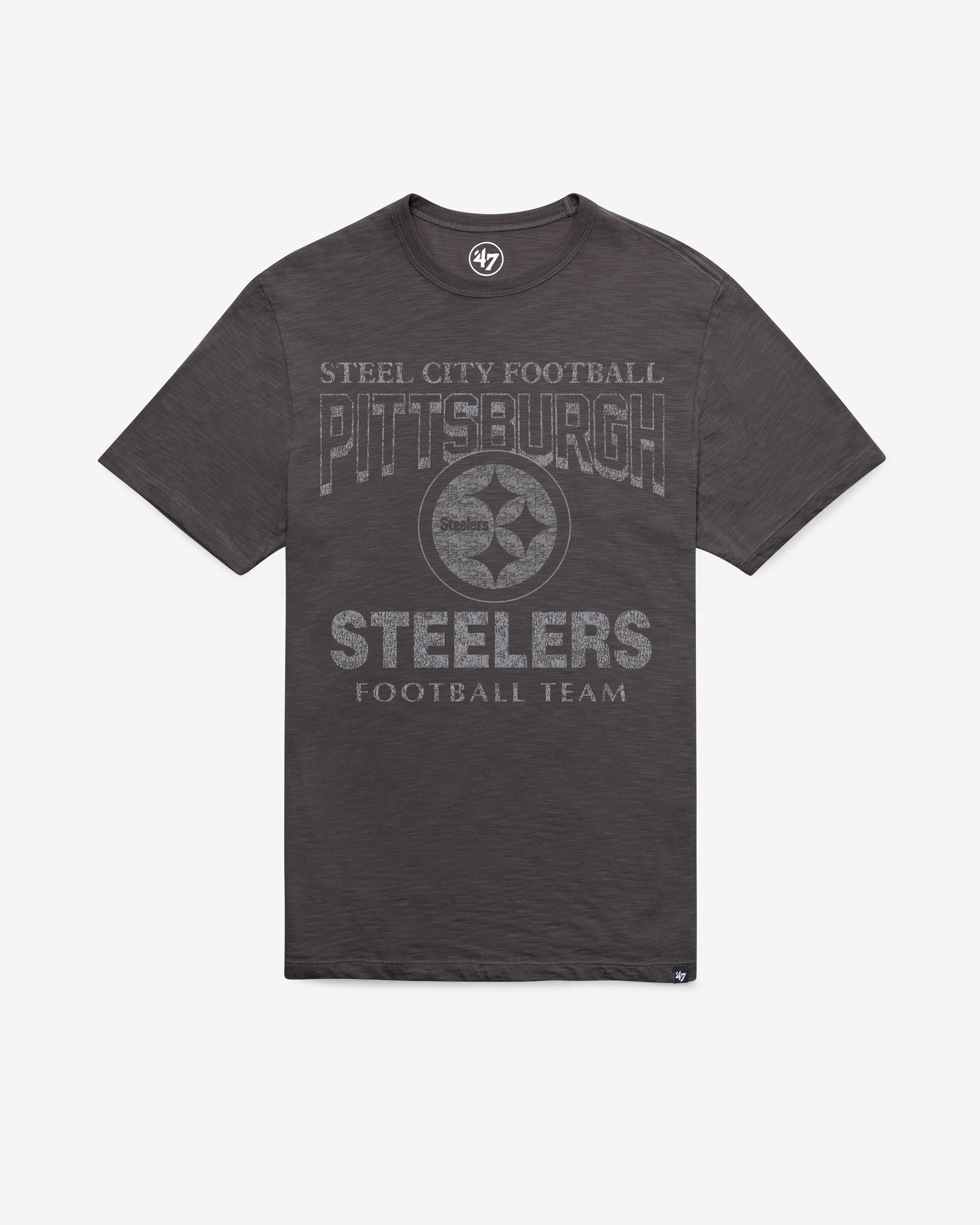 PITTSBURGH STEELERS HEAD ON '47 SCRUM TEE CHARCOAL