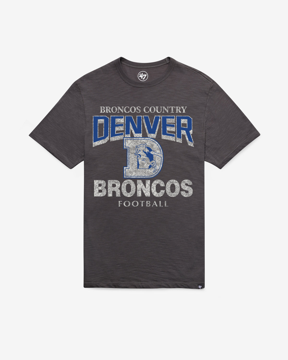 DENVER BRONCOS HISTORIC HEAD ON '47 SCRUM TEE CHARCOAL