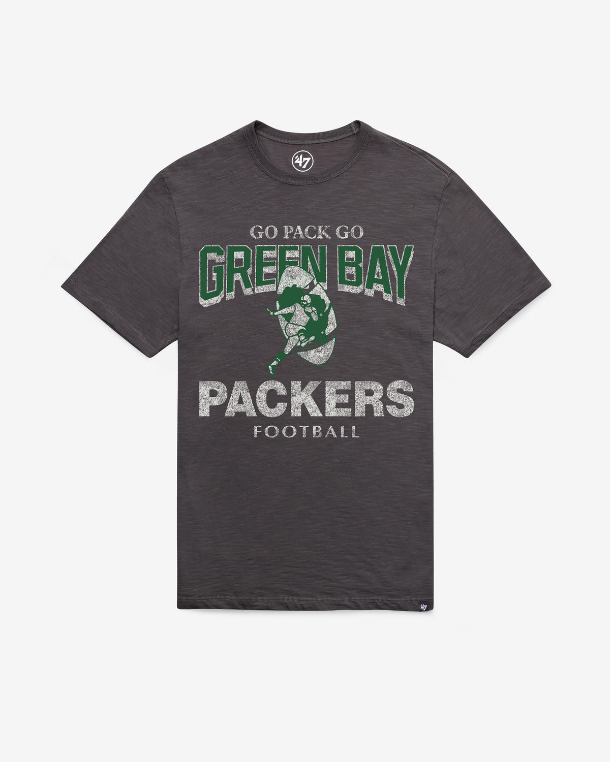 GREEN BAY PACKERS HISTORIC HEAD ON '47 SCRUM TEE CHARCOAL