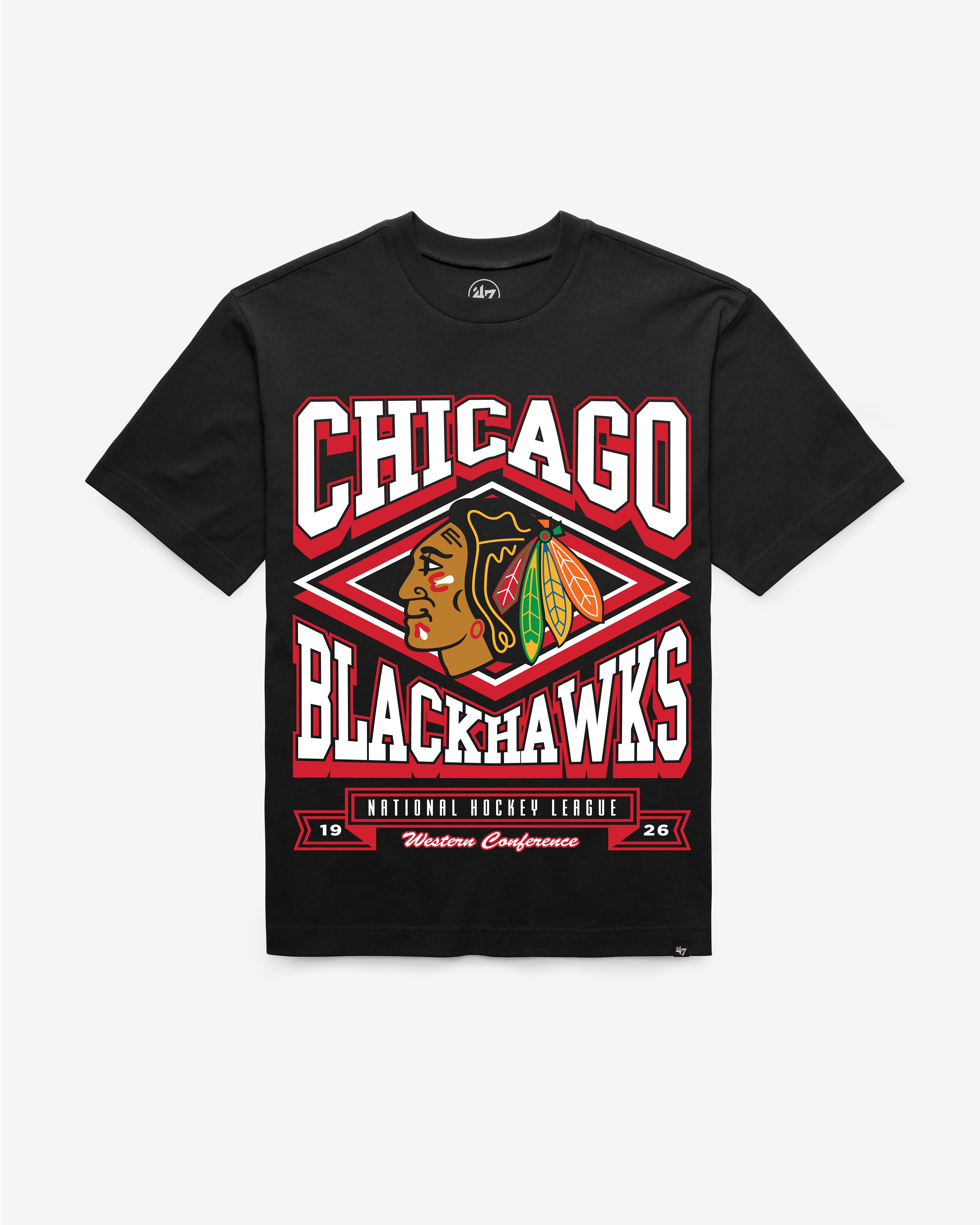 CHICAGO BLACKHAWKS HEATER '47 FOUNDATION TEE BLACK