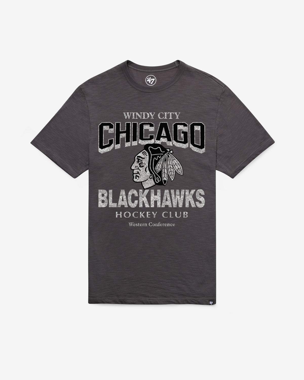 CHICAGO BLACKHAWKS HEAD ON '47 SCRUM TEE CHARCOAL