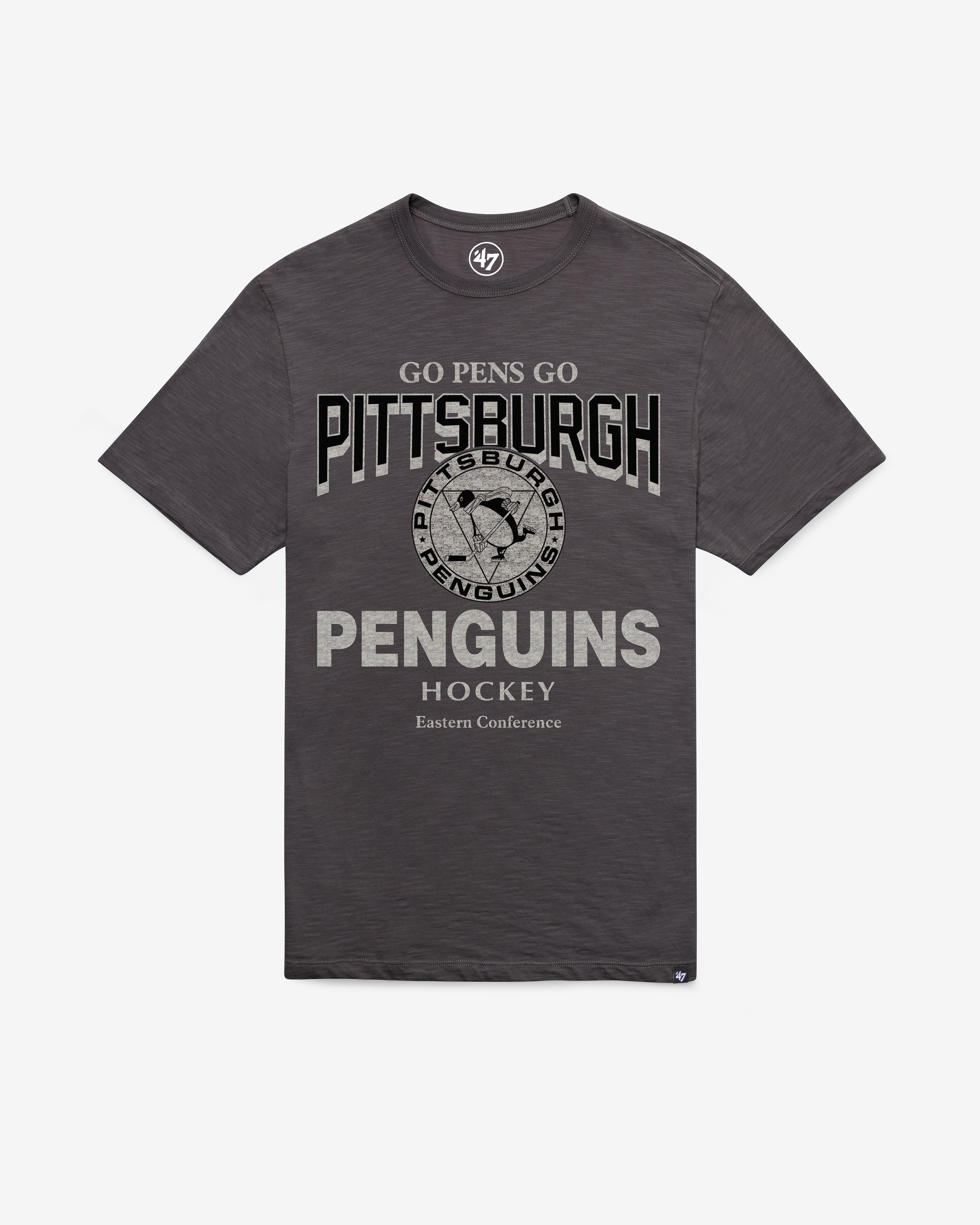 PITTSBURGH PENGUINS VINTAGE HEAD ON '47 SCRUM TEE CHARCOAL