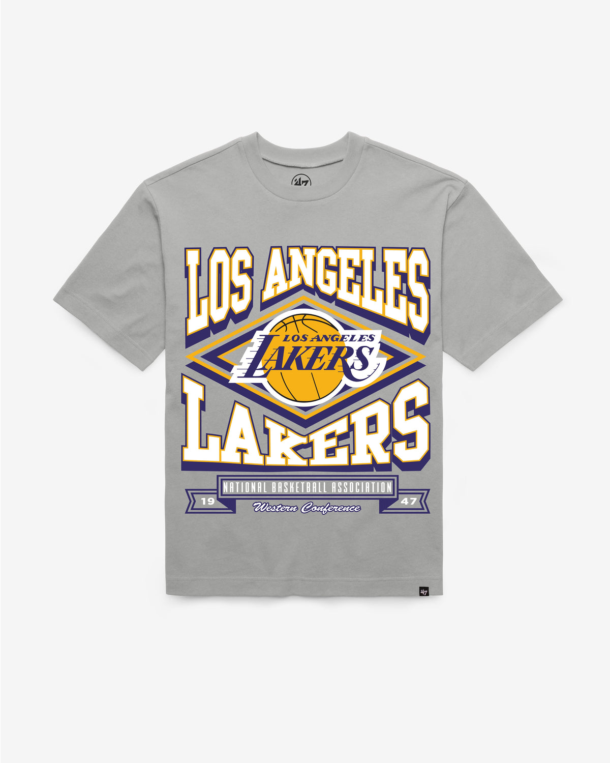 LOS ANGELES LAKERS HEATER '47 FOUNDATION TEE WOLF GREY