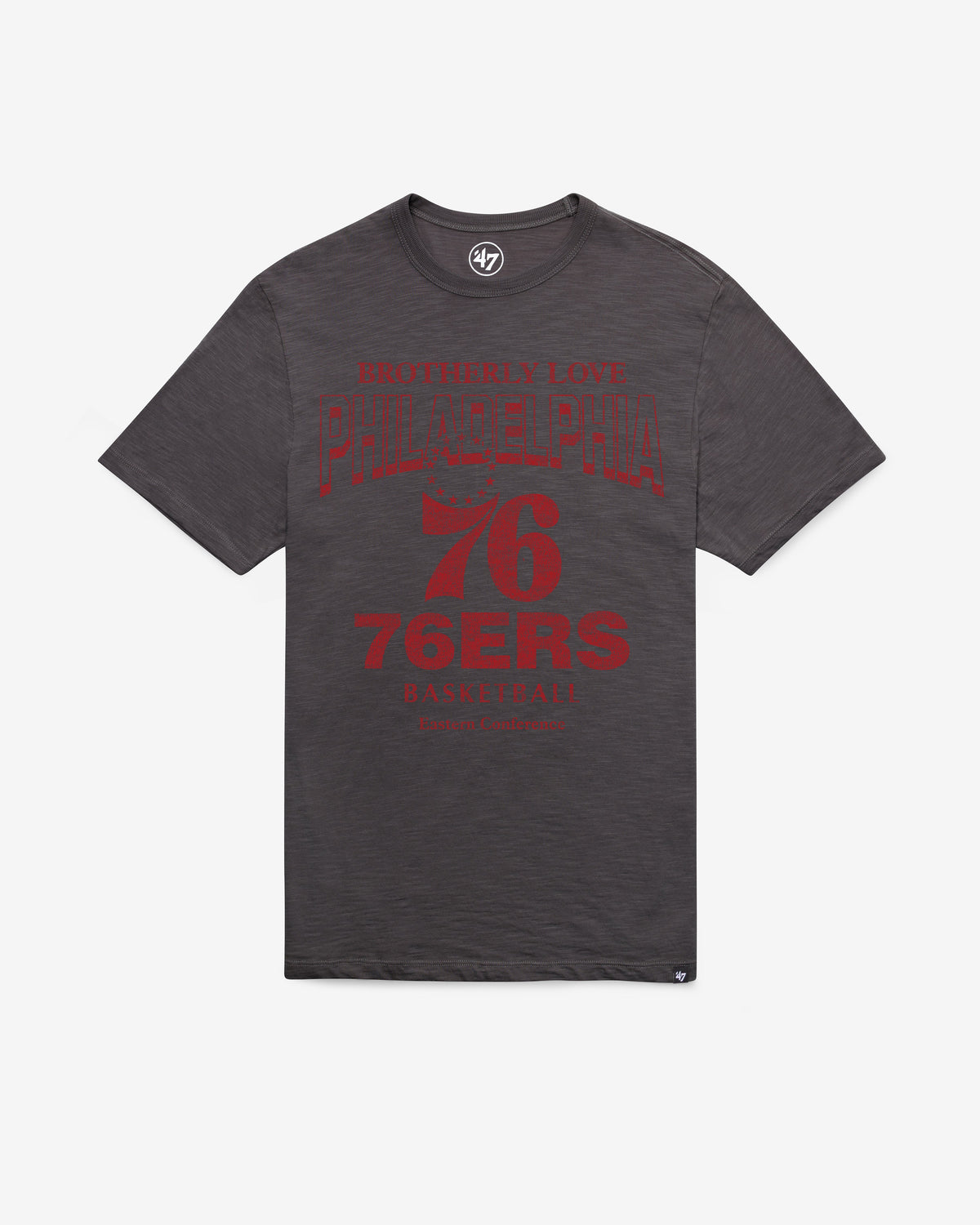 PHILADELPHIA 76ERS HEAD ON '47 SCRUM TEE CHARCOAL