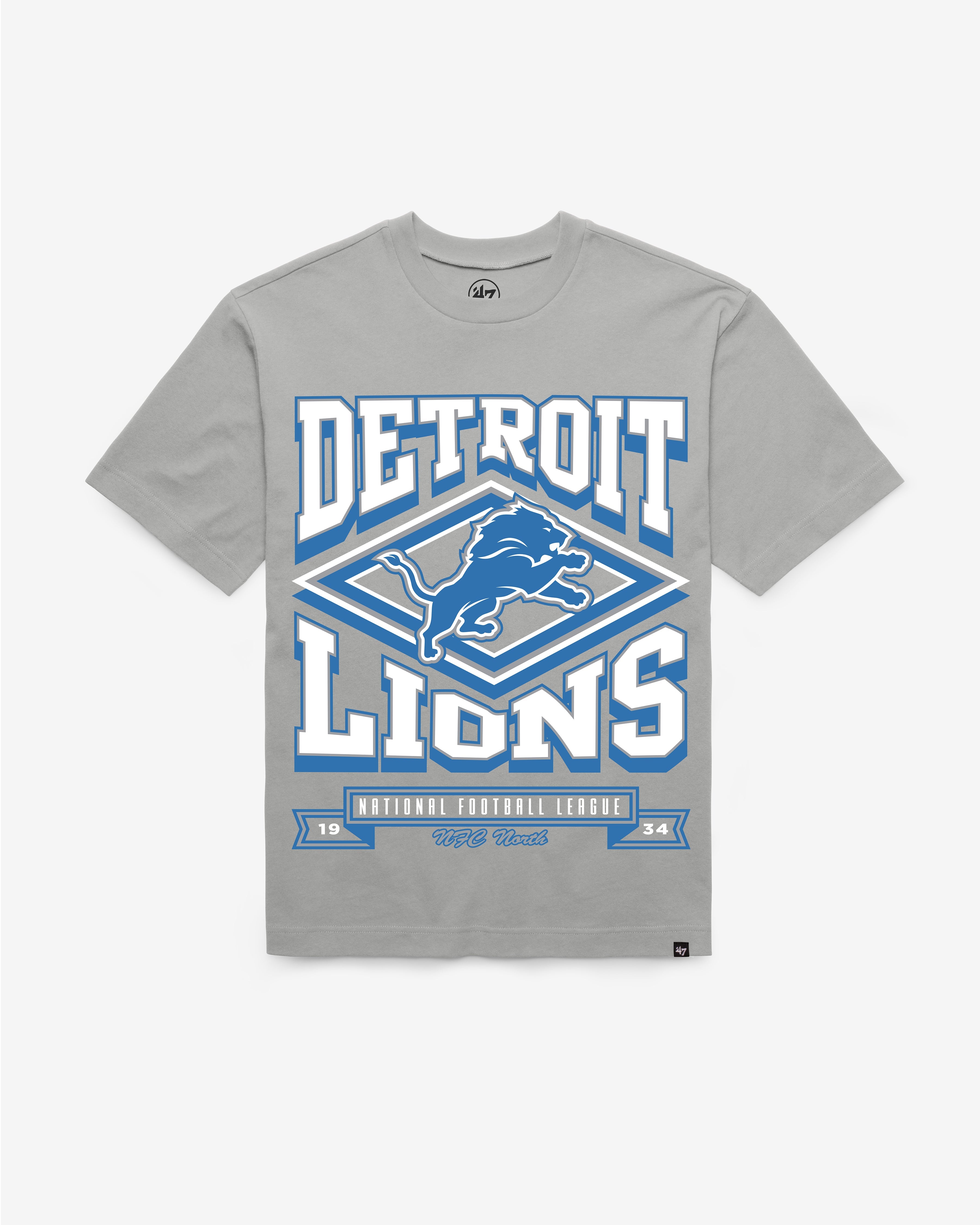 DETROIT LIONS HEATER '47 FOUNDATION TEE WOLF GREY