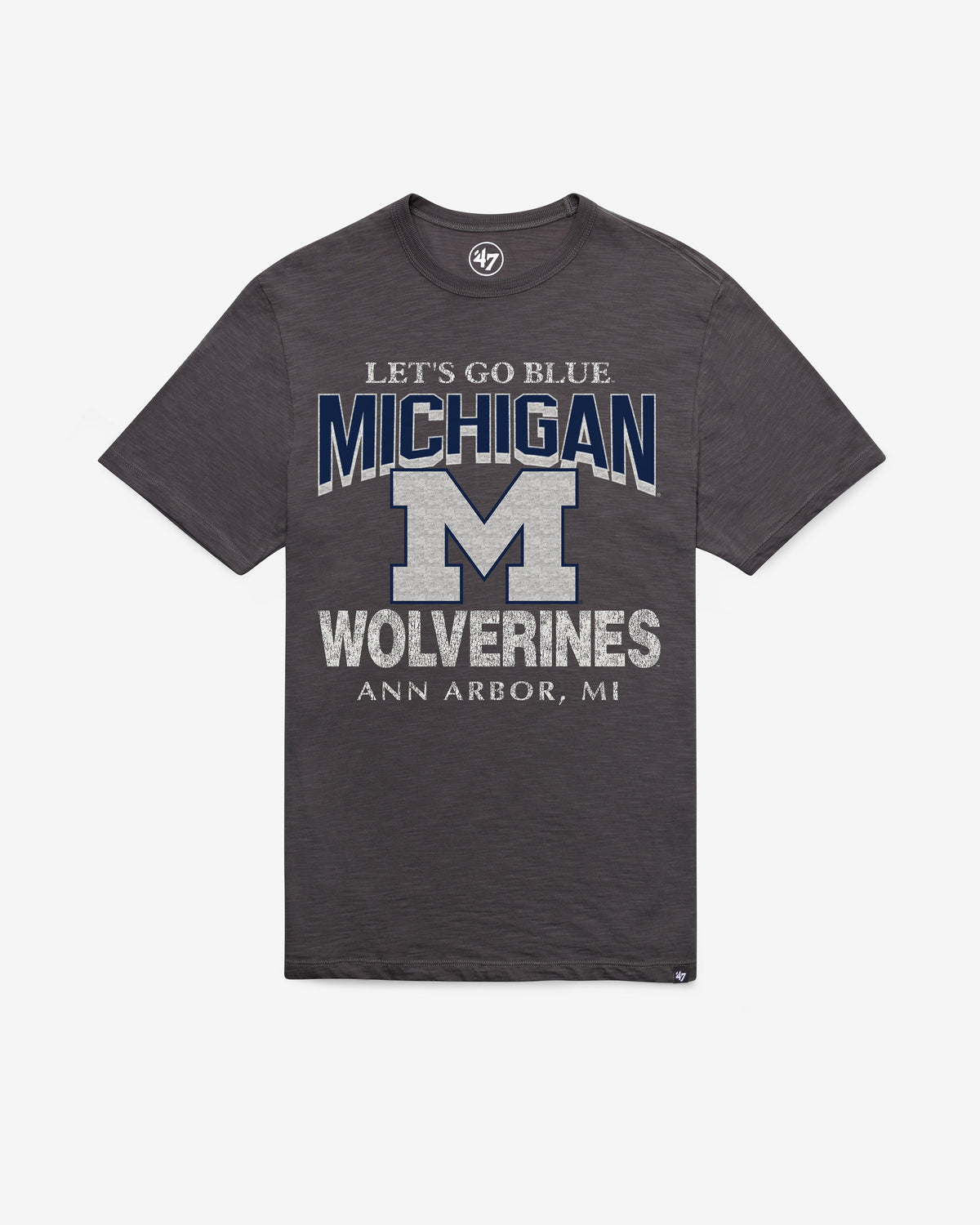 MICHIGAN WOLVERINES HEAD ON '47 SCRUM TEE CHARCOAL