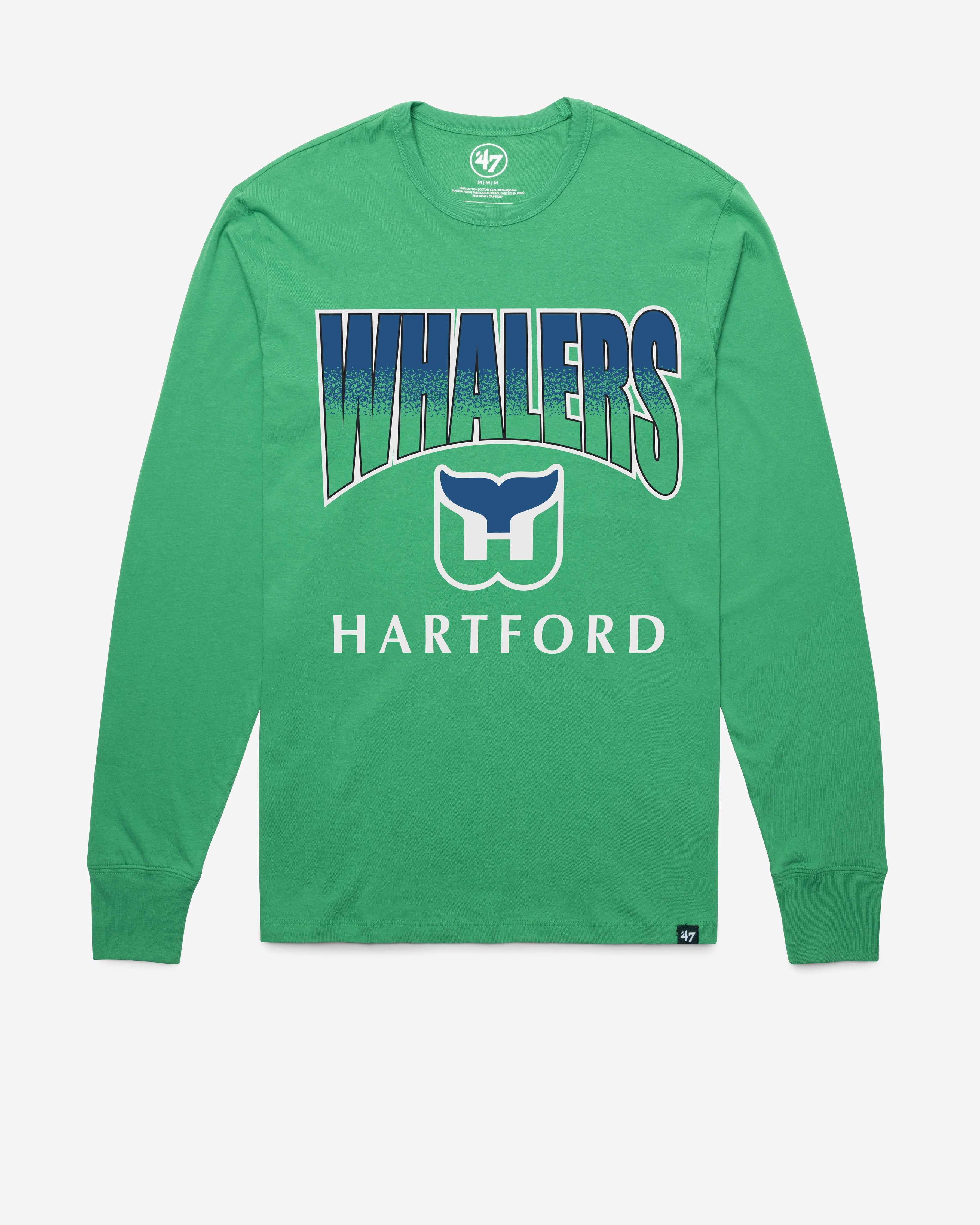 HARTFORD WHALERS VINTAGE SWEEP DOWN '47 FRANKLIN LONG SLEEVE TEE ORCHARD GREEN