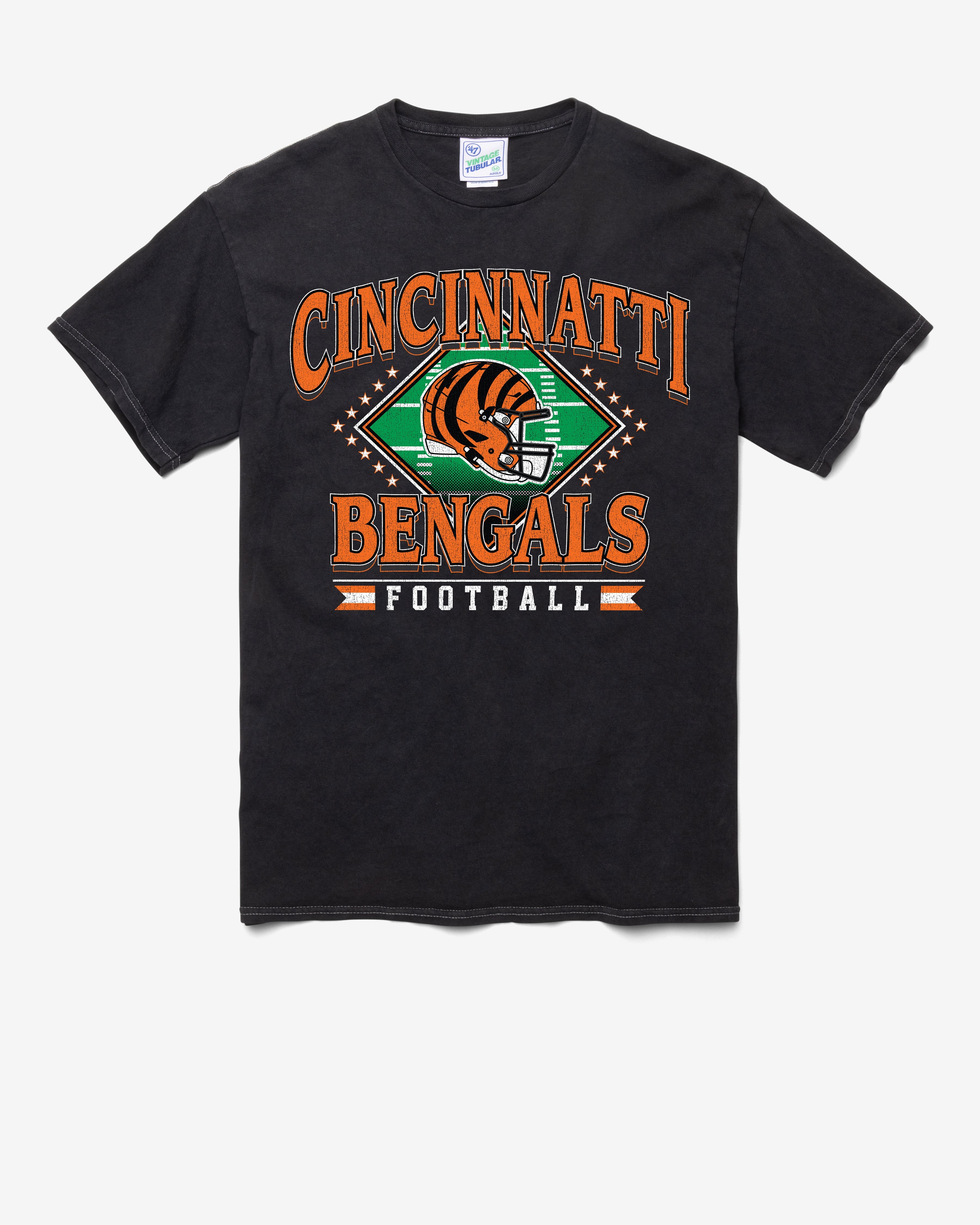 CINCINNATI BENGALS FIELD PASS VINTAGE '47 TUBULAR TEE DT BLACK
