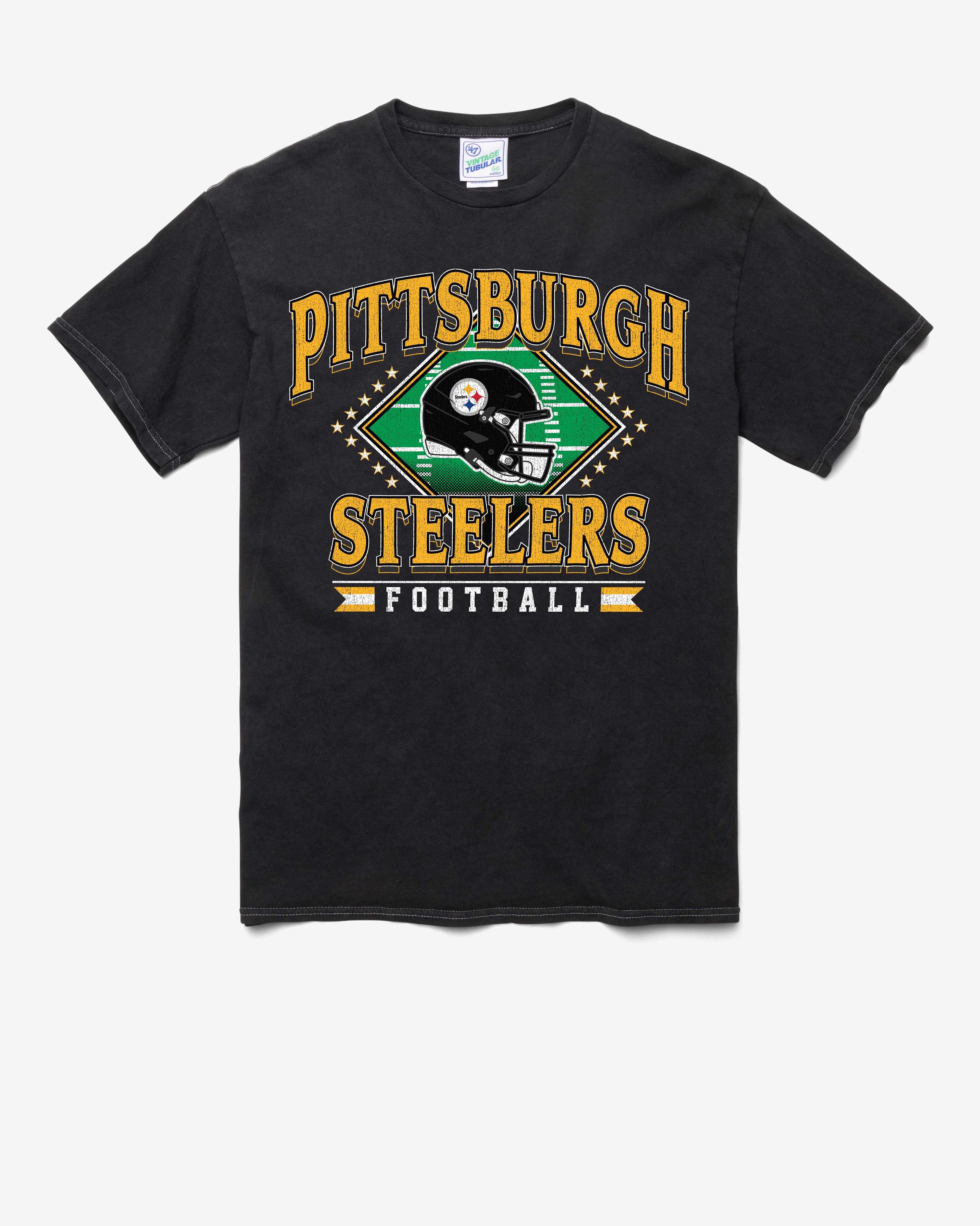 PITTSBURGH STEELERS FIELD PASS VINTAGE '47 TUBULAR TEE DT BLACK