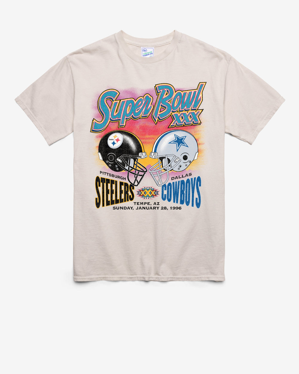 PITTSBURGH STEELERS X DALLAS COWBOYS SUPER BOWL GRIDIRON DUELING '47 TUBULAR TEE DUNE