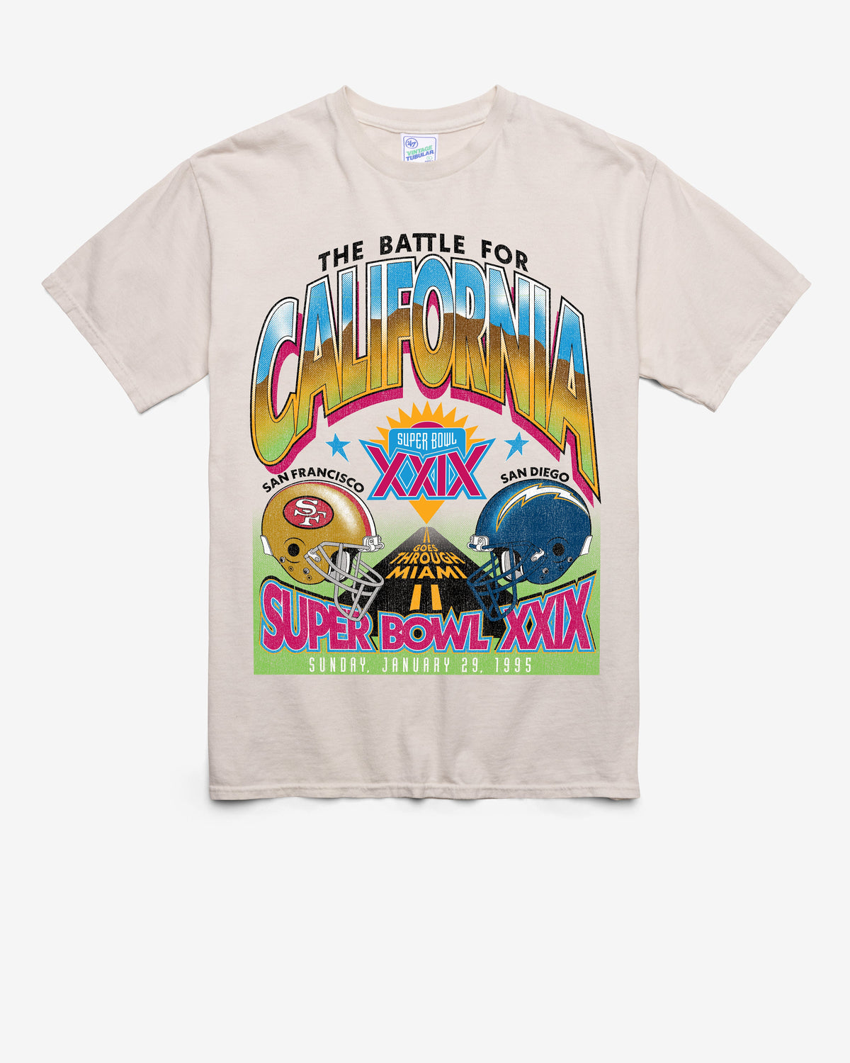 SAN FRANCISCO 49ERS X SAN DIEGO CHARGERS SUPER BOWL GRIDIRON DUELING '47 TUBULAR TEE DUNE