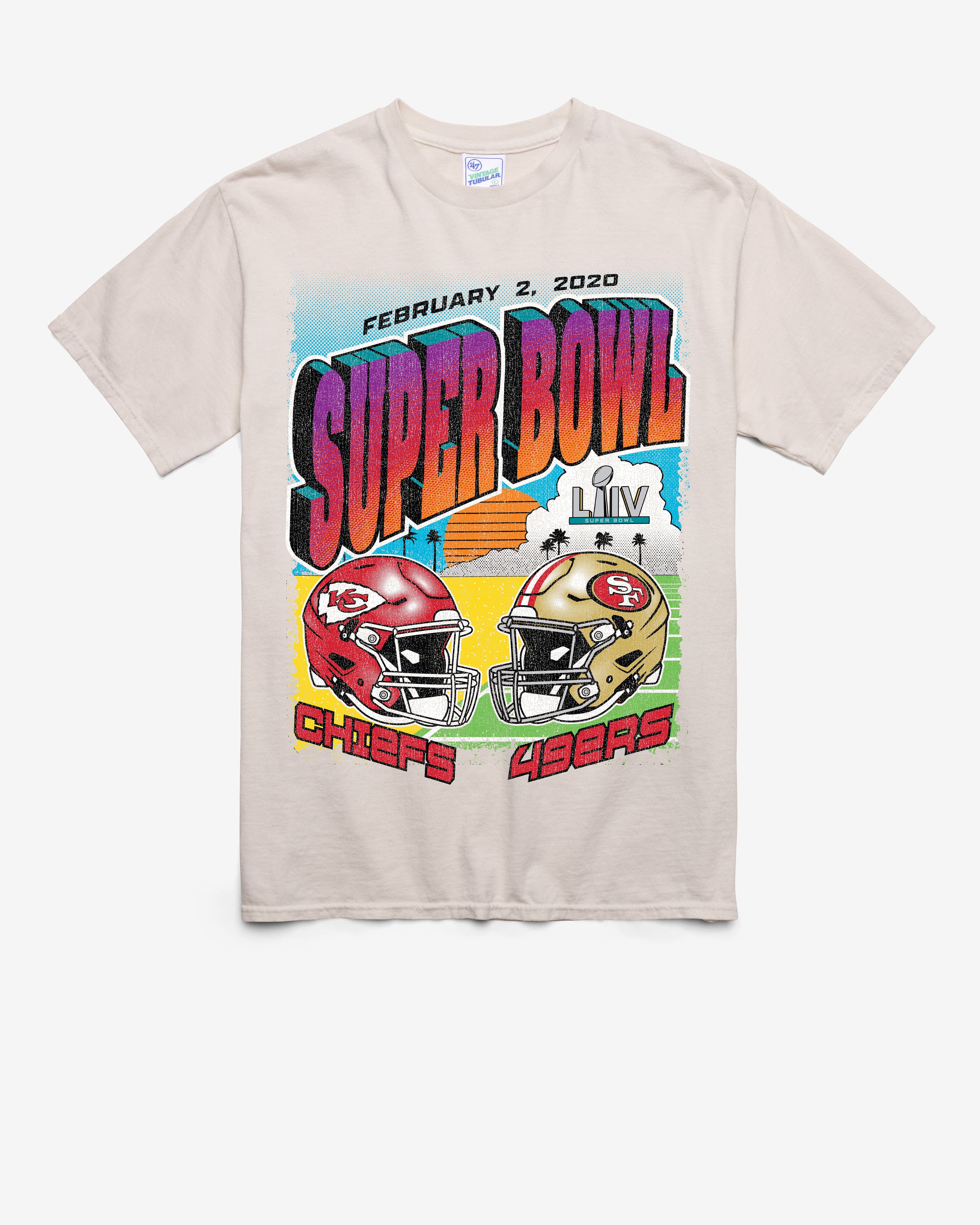 KANSAS CITY CHEIFS X SAN FRANCISCO 49ERS SUPER BOWL GRIDIRON DUELING '47 TUBULAR TEE DUNE