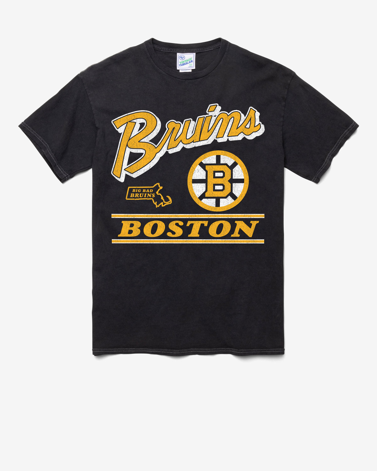 BOSTON BRUINS FLY BY VINTAGE '47 TUBULAR TEE DT BLACK