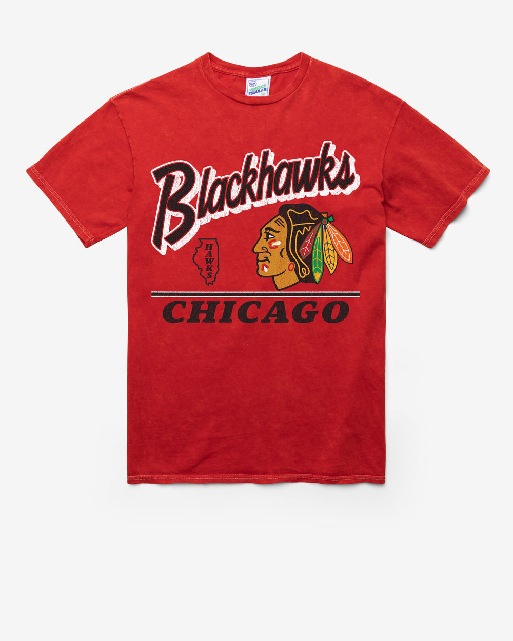 CHICAGO BLACKHAWKS FLY BY VINTAGE '47 TUBULAR TEE DT RED