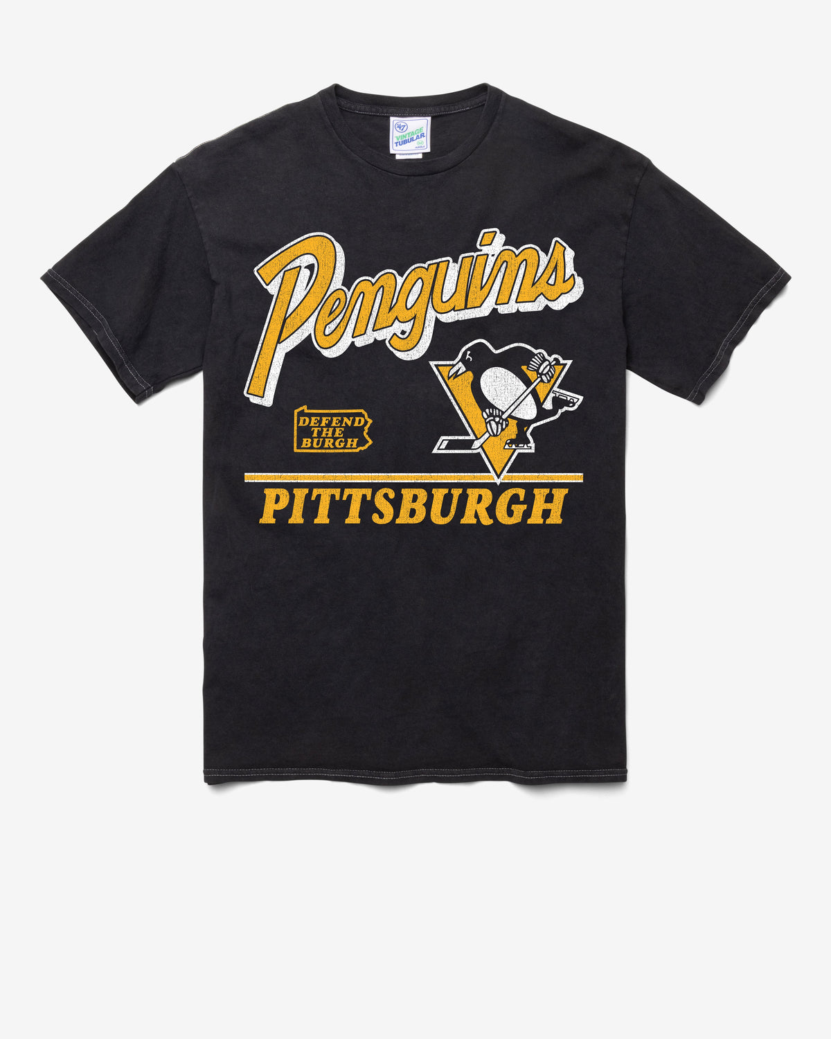 PITTSBURGH PENGUINS FLY BY VINTAGE '47 TUBULAR TEE DT BLACK