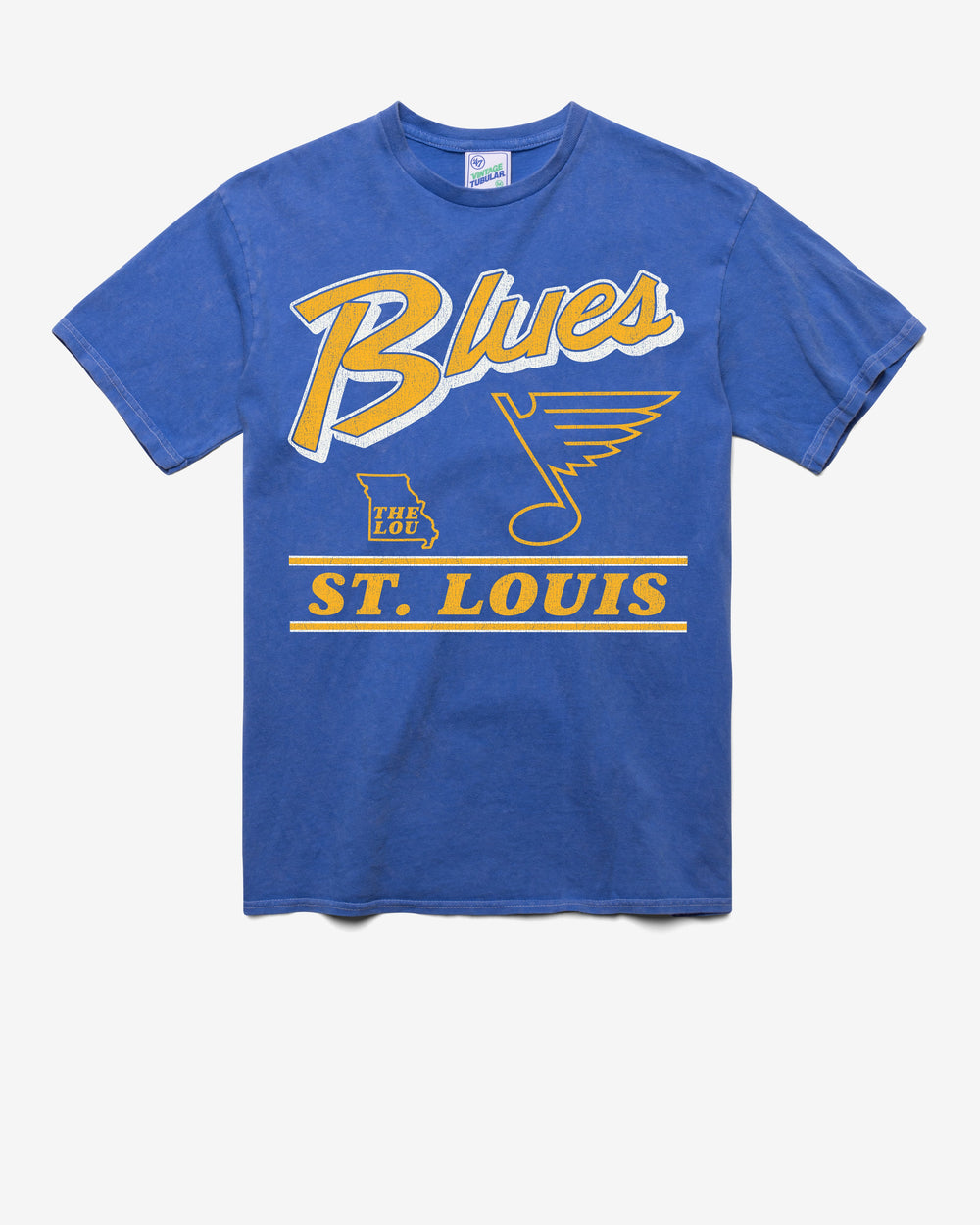 ST LOUIS BLUES FLY BY VINTAGE '47 TUBULAR TEE DT CALI BLUE