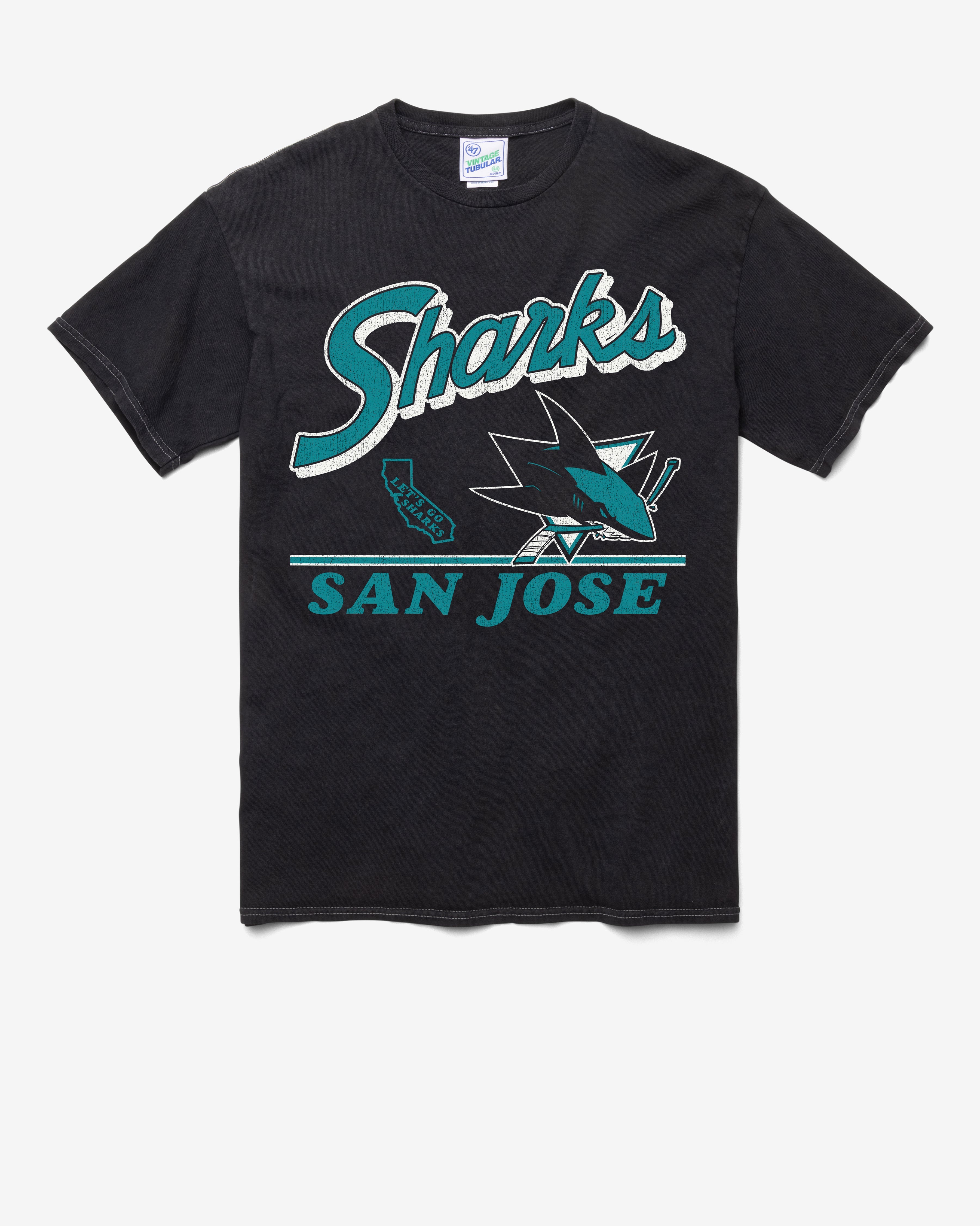 SAN JOSE SHARKS FLY BY VINTAGE '47 TUBULAR TEE DT BLACK