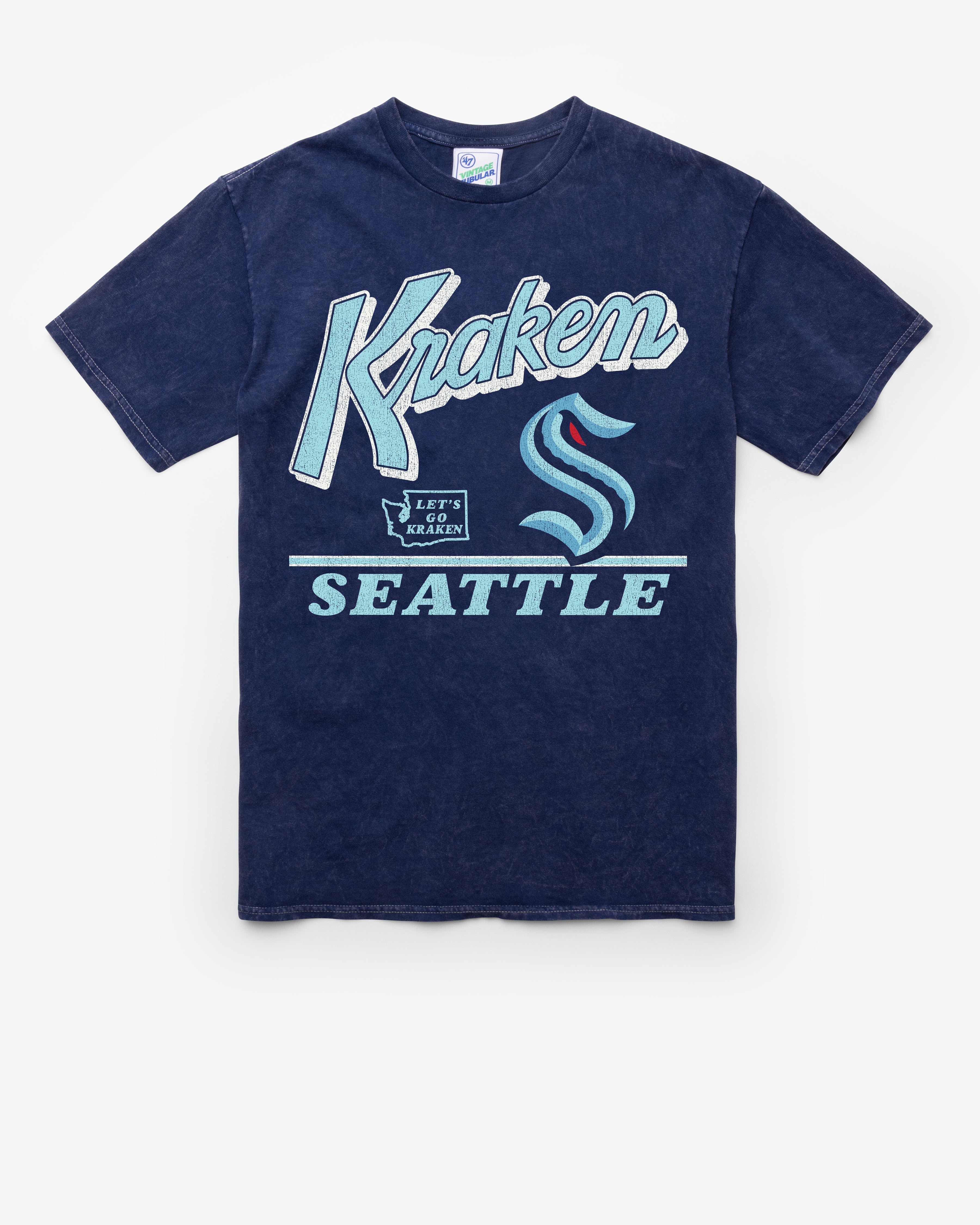 SEATTLE KRAKEN FLY BY VINTAGE '47 TUBULAR TEE MEN DT NAVY
